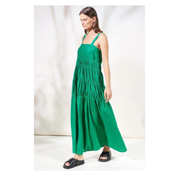 New! RUE STIIC Elsa Linen Blend Tiered Maxi Dress - Picture 5 of 12